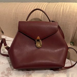 Calvin Klein Burgundy Leather Backpack Purse
